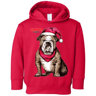 Santa Bulldog Christmas Hat Toddler Hoodie