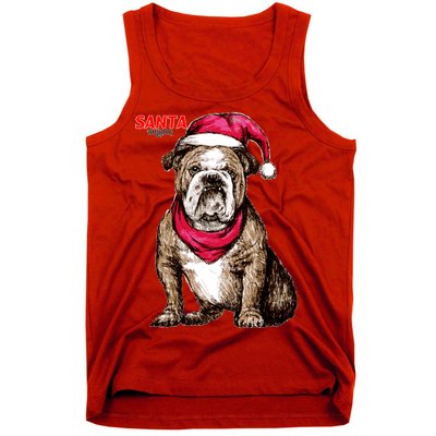 Santa Bulldog Christmas Hat Tank Top