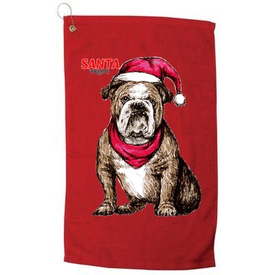 Santa Bulldog Christmas Hat Golf Towel