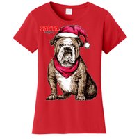 Santa Bulldog Christmas Hat Women's T-Shirt