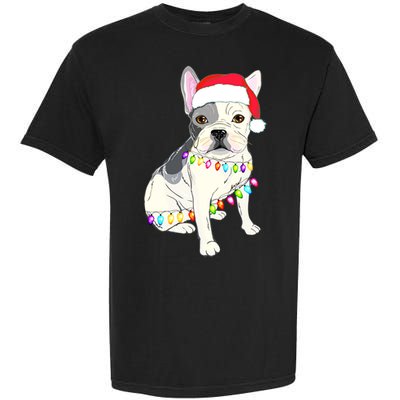 Santa Bulldog Christmas Lights Garment-Dyed Heavyweight T-Shirt