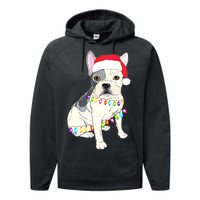 Santa Bulldog Christmas Lights Performance Fleece Hoodie