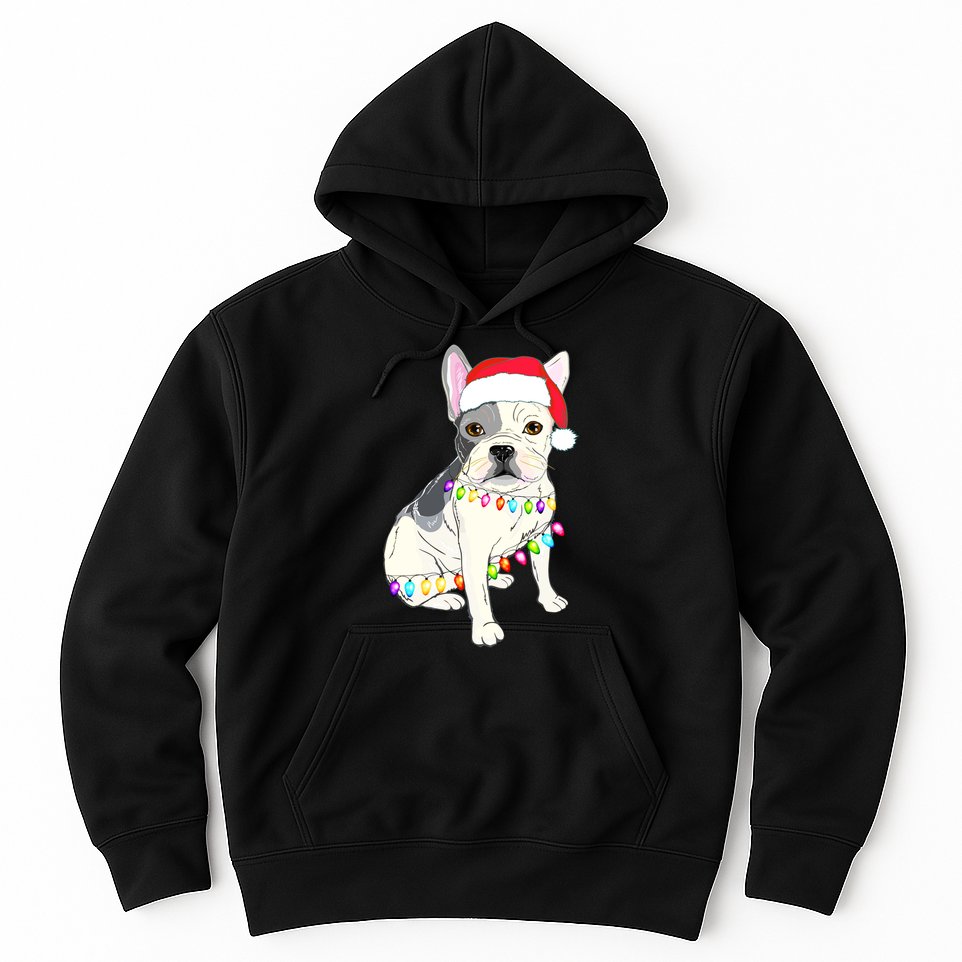 Santa Bulldog Christmas Lights Hoodie