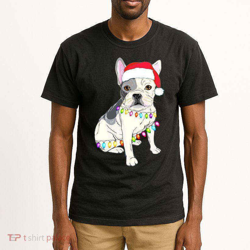 Santa Bulldog Christmas Lights Tall T-Shirt