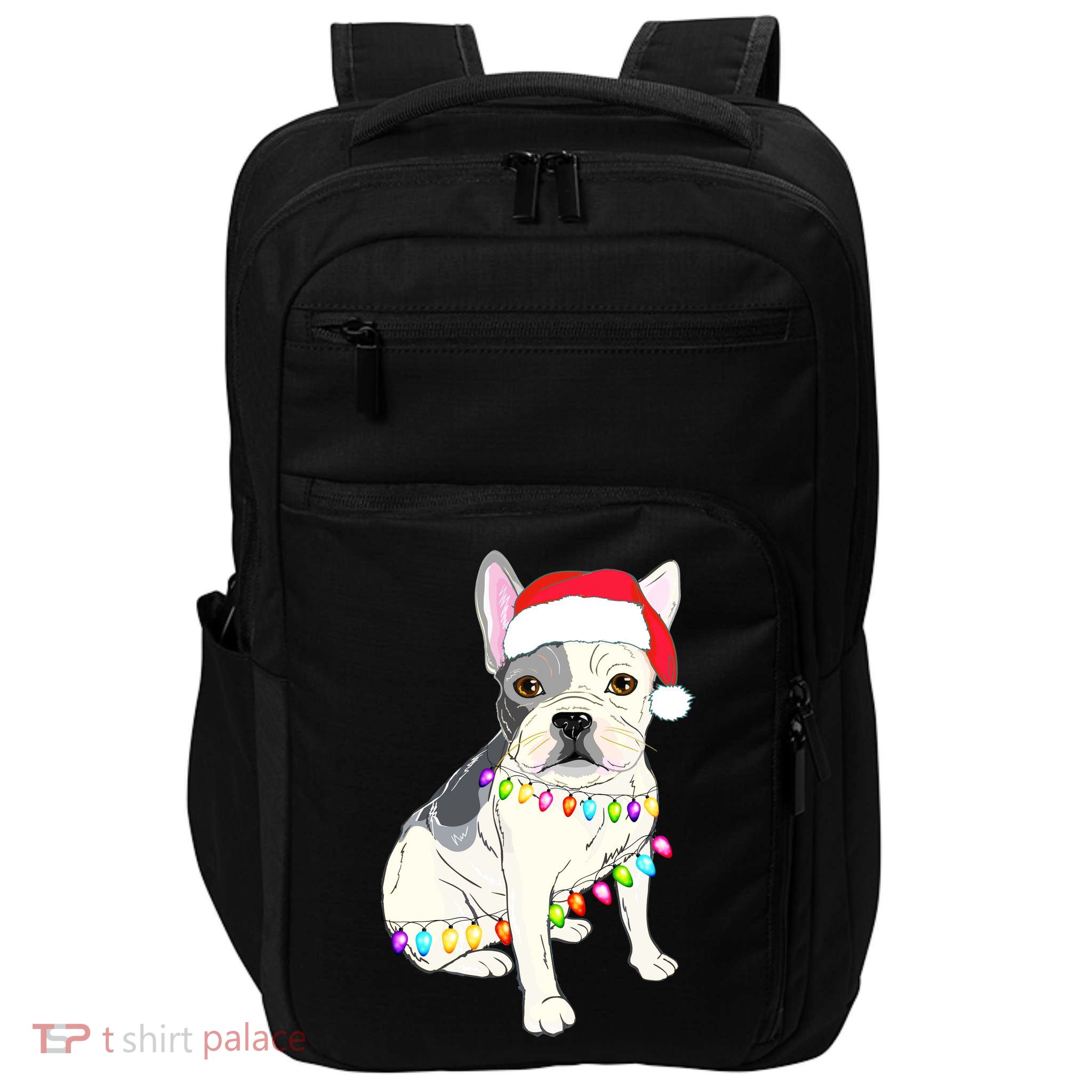Santa Bulldog Christmas Lights Impact Tech Backpack