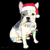 Santa Bulldog Christmas Lights Button