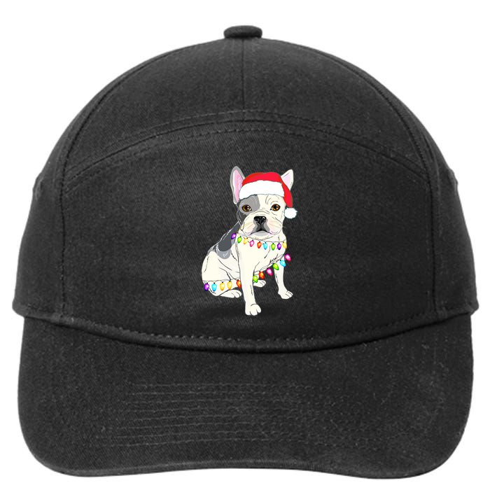 Santa Bulldog Christmas Lights 7-Panel Snapback Hat