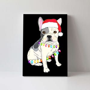 Santa Bulldog Christmas Lights Canvas