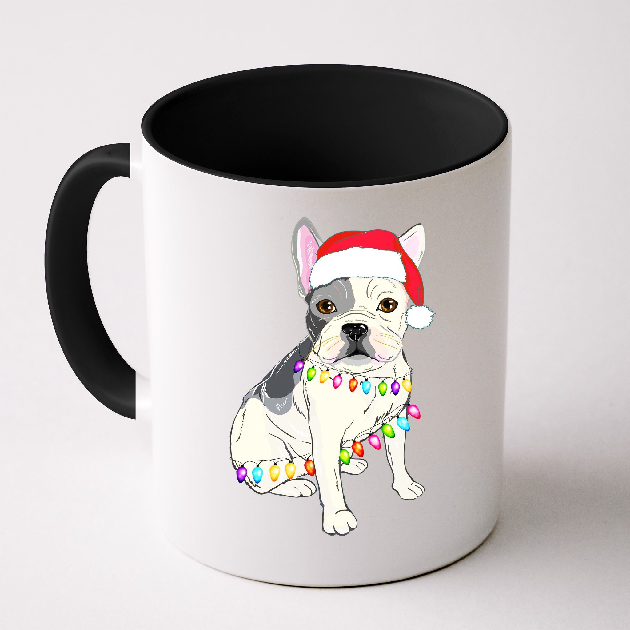 Santa Bulldog Christmas Lights Mug