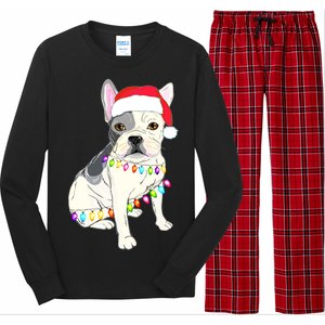 Santa Bulldog Christmas Lights Long Sleeve Pajama Set