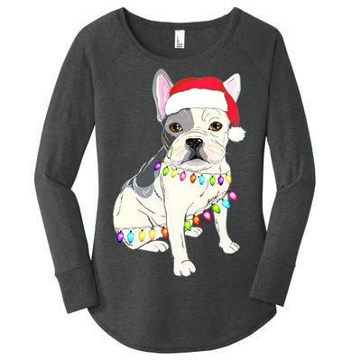 Santa Bulldog Christmas Lights Women's Perfect Tri Tunic Long Sleeve Shirt