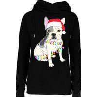 Santa Bulldog Christmas Lights Womens Funnel Neck Pullover Hood