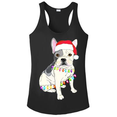 Santa Bulldog Christmas Lights Ladies PosiCharge Competitor Racerback Tank