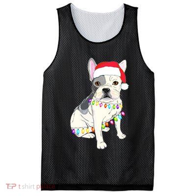Santa Bulldog Christmas Lights Mesh Reversible Basketball Jersey Tank