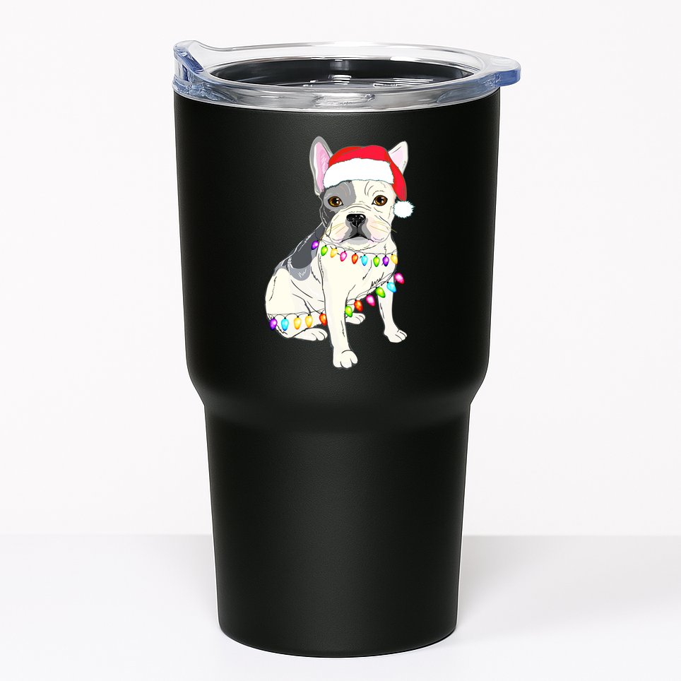 Santa Bulldog Christmas Lights Tumbler