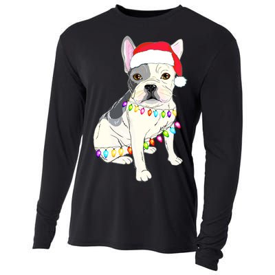 Santa Bulldog Christmas Lights Cooling Performance Long Sleeve Crew