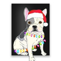 Santa Bulldog Christmas Lights Poster