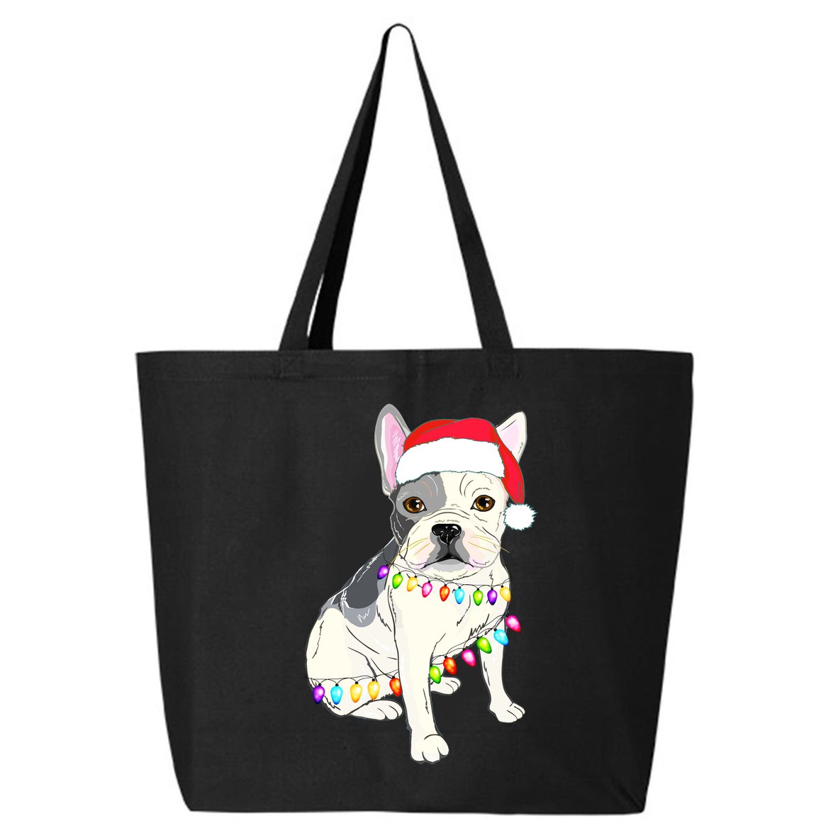 Santa Bulldog Christmas Lights 25L Jumbo Tote