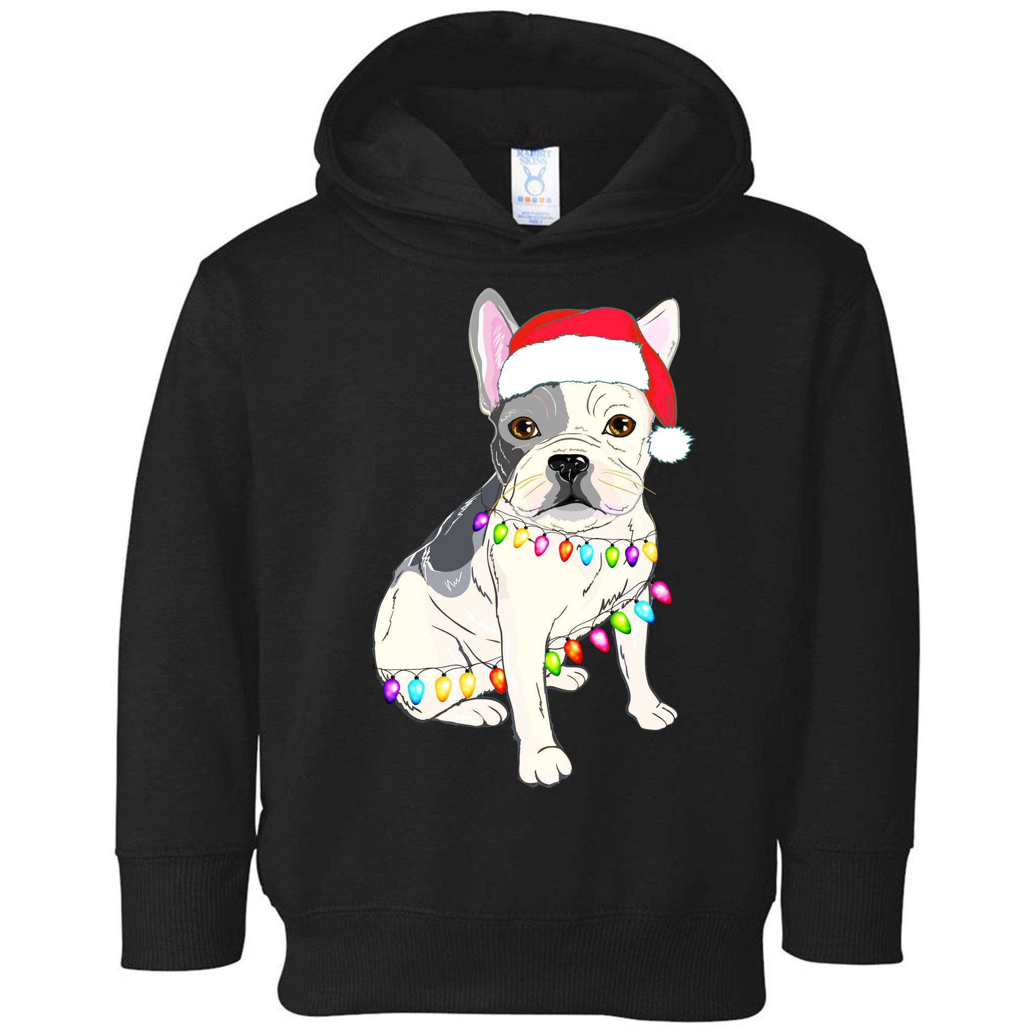 Santa Bulldog Christmas Lights Toddler Hoodie