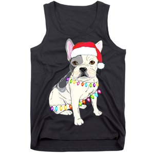 Santa Bulldog Christmas Lights Tank Top