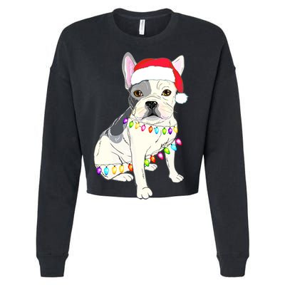 Santa Bulldog Christmas Lights Cropped Pullover Crew