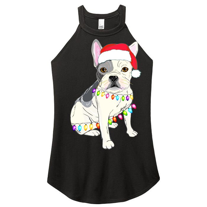 Santa Bulldog Christmas Lights Women’s Perfect Tri Rocker Tank