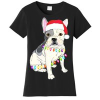 Santa Bulldog Christmas Lights Women's T-Shirt