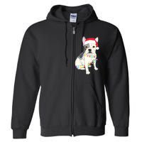 Santa Bulldog Christmas Lights Full Zip Hoodie