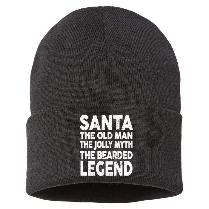 Santa Christmas The Old Man Jolly Myth Bearded Legend Sustainable Knit Beanie