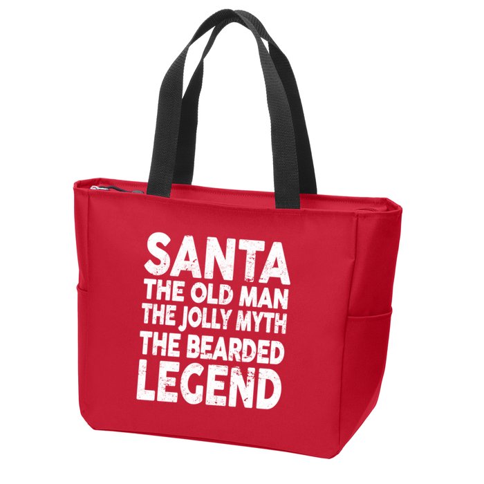 Santa Christmas The Old Man Jolly Myth Bearded Legend Zip Tote Bag