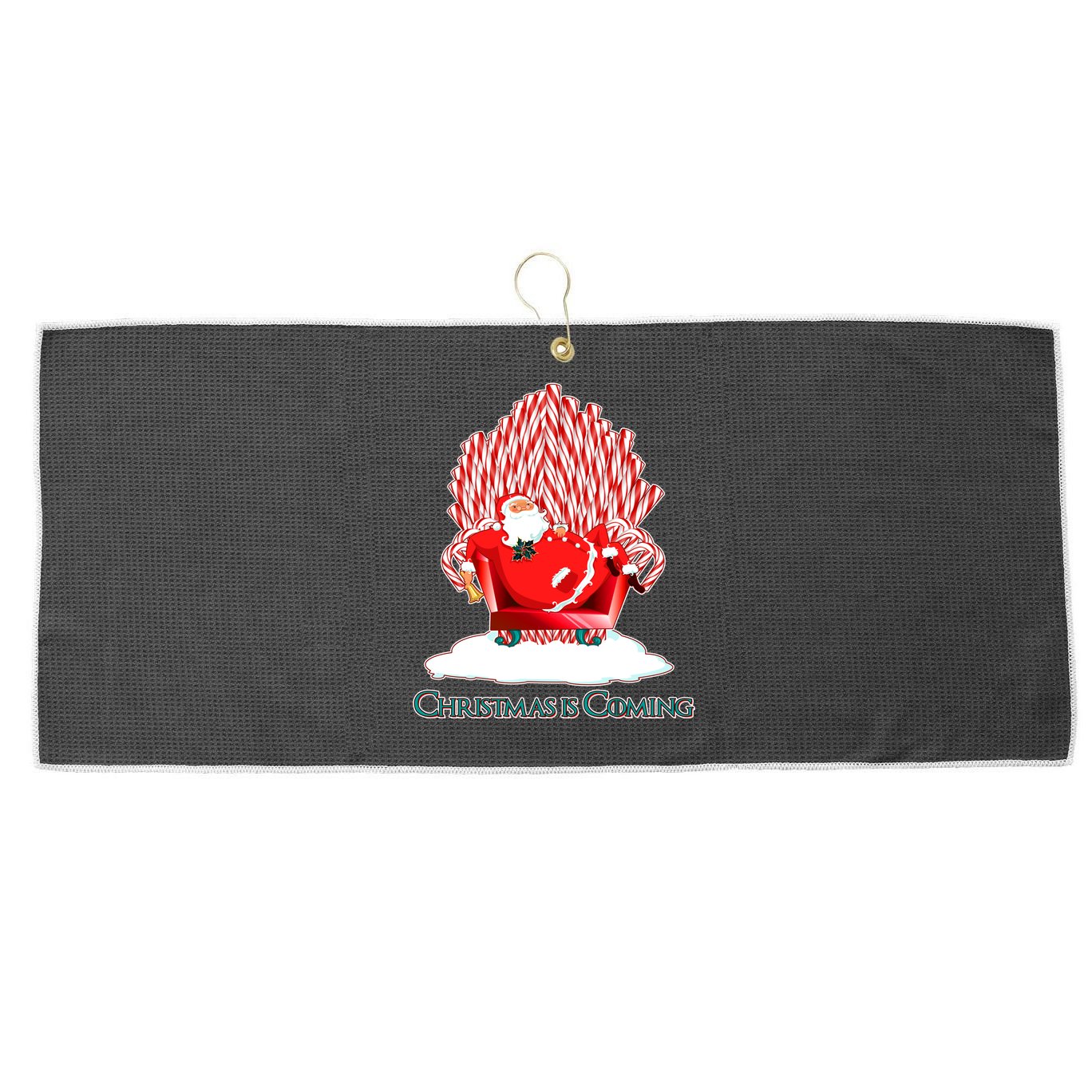 Santa Claus Christmas Is Coming GOT Large Microfiber Waffle Golf Towel
