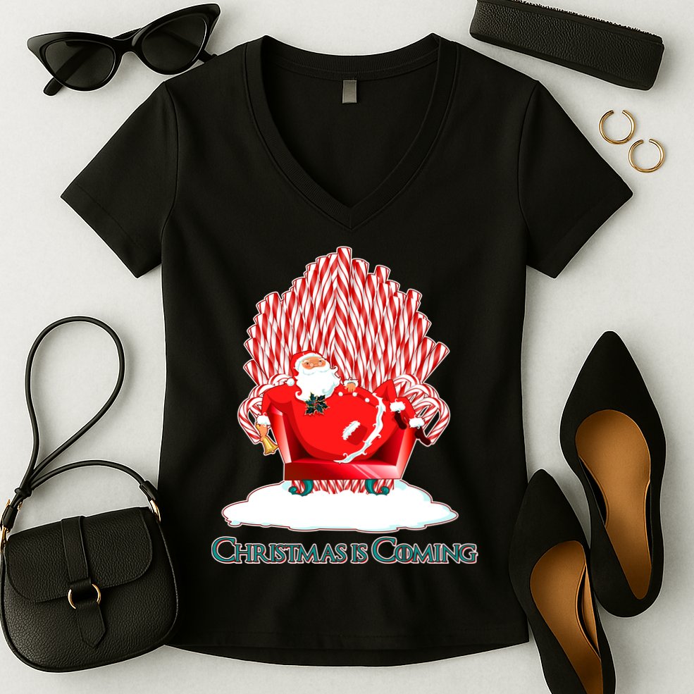 Santa Claus Christmas Is Coming GOT Women's V-Neck T-Shirt