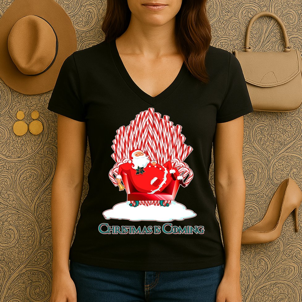 Santa Claus Christmas Is Coming GOT Women's V-Neck T-Shirt