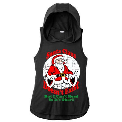 Santa Claus Doesn't Exist But I cant Read Ladies PosiCharge Tri-Blend Wicking Draft Hoodie Tank