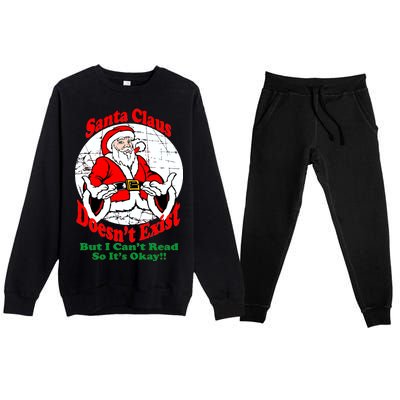 Santa Claus Doesn't Exist But I cant Read Premium Crewneck Sweatsuit Set