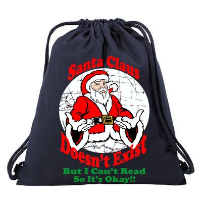 Santa Claus Doesn't Exist But I cant Read Drawstring Bag