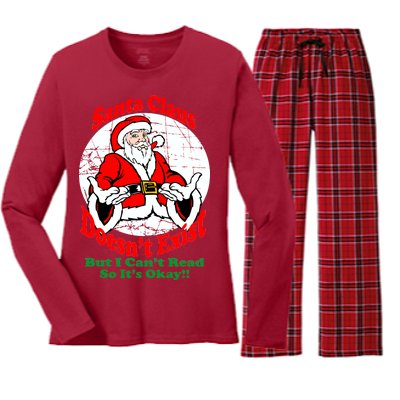 Santa Claus Doesn't Exist But I cant Read Women's Long Sleeve Flannel Pajama Set 