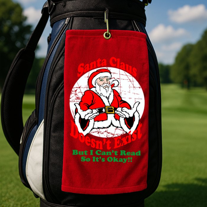 Santa Claus Doesn't Exist But I cant Read Golf Towel