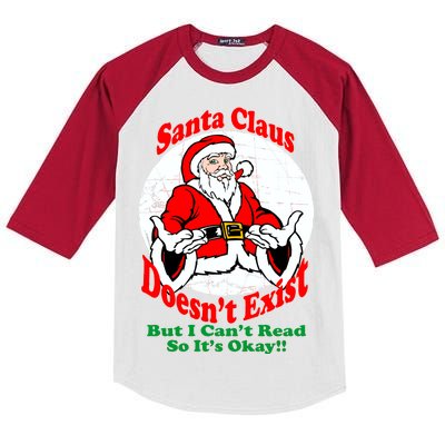 Santa Claus Doesn't Exist But I cant Read Kids Colorblock Raglan Jersey