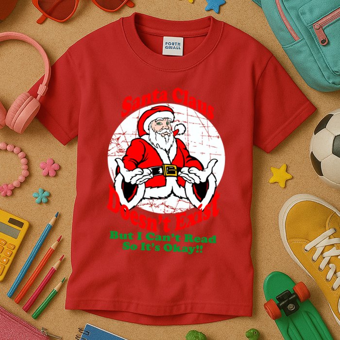Santa Claus Doesn't Exist But I cant Read Kids T-Shirt