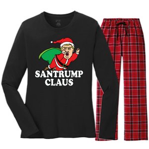 Santa Claus Donald Trump Santatrump Women's Long Sleeve Flannel Pajama Set 