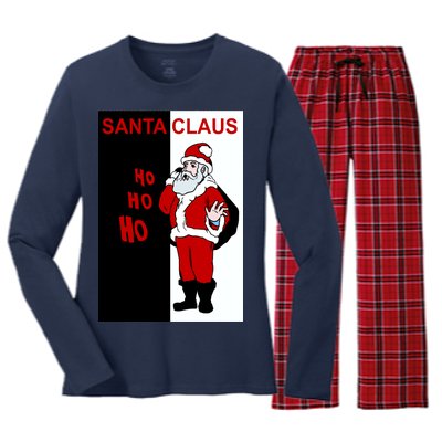 Santa Claus Gangster Ho Ho Ho Women's Long Sleeve Flannel Pajama Set 