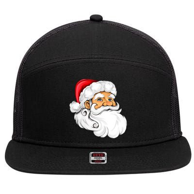 Santa Claus Head 7 Panel Mesh Trucker Snapback Hat