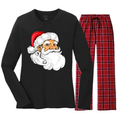 Santa Claus Head Women's Long Sleeve Flannel Pajama Set 