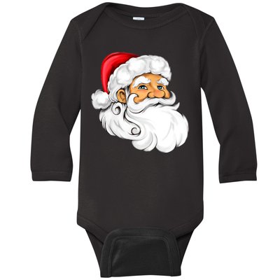 Santa Claus Head Baby Long Sleeve Bodysuit