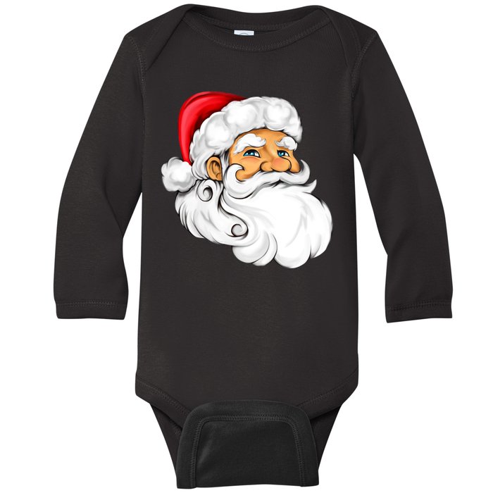 Santa Claus Head Baby Long Sleeve Bodysuit