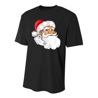 Santa Claus Head Youth Performance Sprint T-Shirt