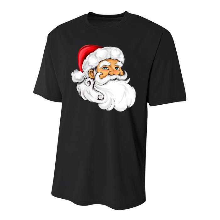 Santa Claus Head Youth Performance Sprint T-Shirt