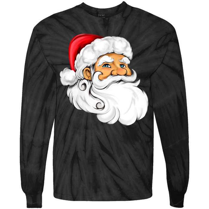 Santa Claus Head Tie-Dye Long Sleeve Shirt