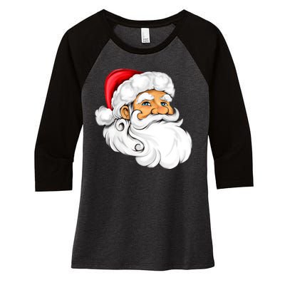 Santa Claus Head Women's Tri-Blend 3/4-Sleeve Raglan Shirt